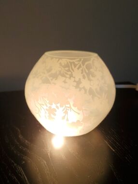 Halogen Frosted White Floral Glass Candle Holder
